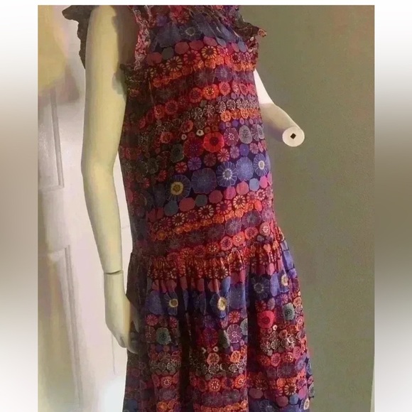 PINCH Floral Print Ruffle Cap Sleeve Midi Dress L - Picture 11 of 11